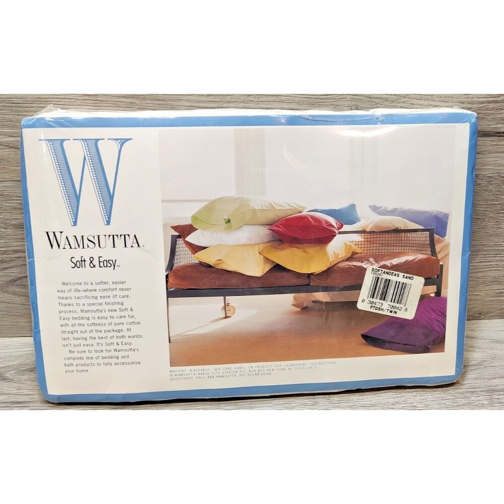 Wamsutta Soft & Easy Twin Fitted Sheet Vintage 250 Thread Count Sand Tan NIP